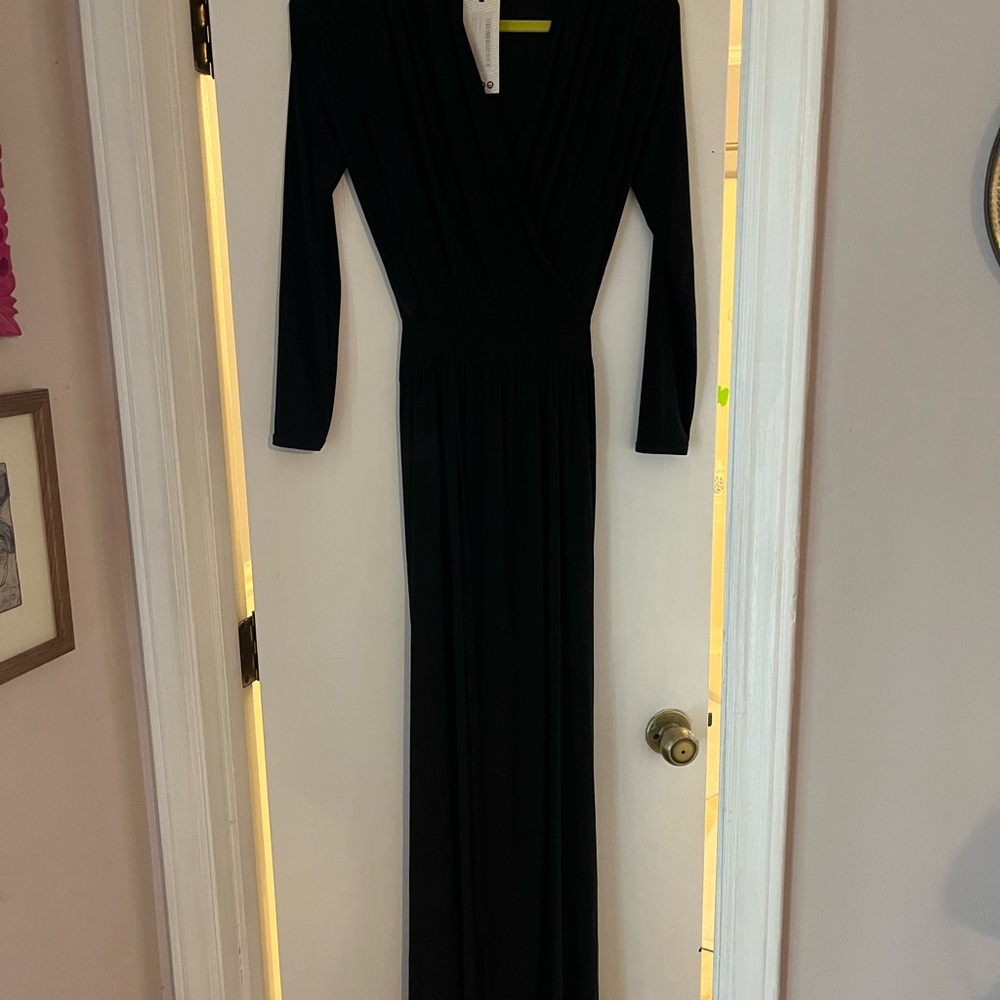 Black Long-sleeved Maxi Dress